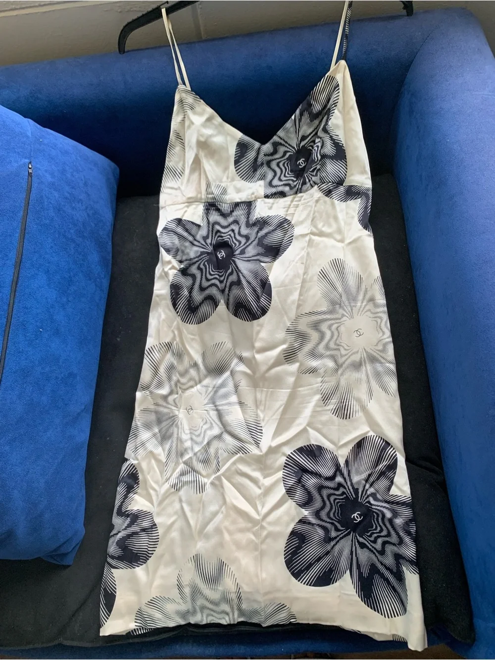 CHANEL Vintage around 2005 white /black floral Dress